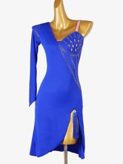 Latin Dance Costume Royal Blue Women's Sexy Lycra Spandex Dress Dancing Wear