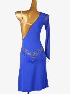Latin Dance Costume Royal Blue Women's Sexy Lycra Spandex Dress Dancing Wear