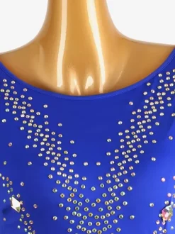 Latin Dance Costume Royal Blue Women's Lycra Spandex Dress Elegant Sequins Latin Dancer Dancing Costume