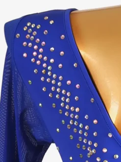 Latin Dance Costume Royal Blue Women's Lycra Spandex Dress Elegant Sequins Latin Dancer Dancing Costume