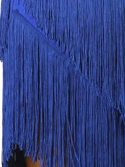 Latin Dance Costume Royal Blue Women's Lycra Spandex Dress Backless Sexy Rhinestones Dancing Costume