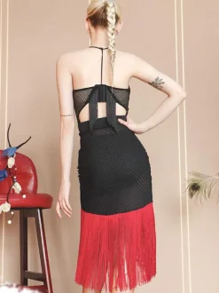 Latin Dance Costume Silver Women's Skirt Sexy Polyester Skirt Dancing Wear
