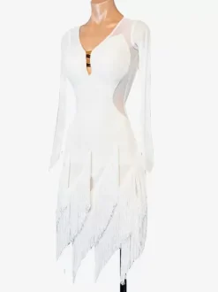 Latin Dance Costume White Women's Lycra Spandex Dress Sexy Latin Dancer Dancing Wear