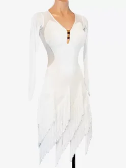 Latin Dance Costume White Women's Lycra Spandex Dress Sexy Latin Dancer Dancing Wear