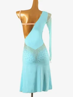 Latin Dance Dresses Aqua Women's Lycra Spandex Dress Sexy Latin Dancer Dancing Costume