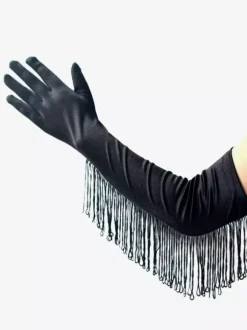 Latin Dance Dresses Black Fringe Accessory Sexy Gloves Dancing Costume