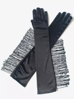 Latin Dance Dresses Black Fringe Accessory Sexy Gloves Dancing Costume
