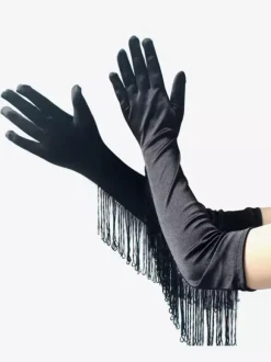 Latin Dance Dresses Black Fringe Accessory Sexy Gloves Dancing Costume