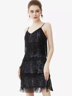 Latin Dance Dresses Black Sexy Straps Tassel Fringe Latin Dancer Dancing Costume
