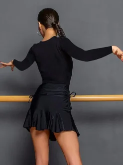 Latin Dance Dresses Black Women's Elegant Polyester Top Dancing Costume