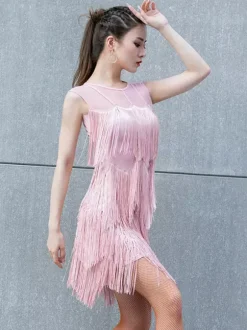 Latin Dance Dresses Black Women's Sexy Fringe Tassel Short Latin Dancer Dancing Costume