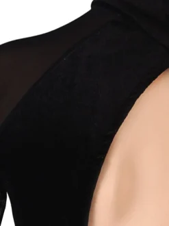 Latin Dance Dresses Black Women's Polyester Dress Backless Sexy Latin Dancer Dancing Costume