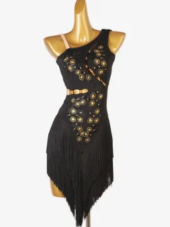 Latin Dance Dresses Black Women's Lycra Spandex Dress Dancing Costume