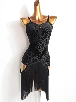 Latin Dance Dresses Black Women's Bodycon Sexy Polyester Dress Dancing Costume