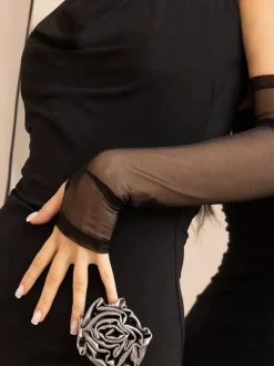 Latin Dance Dresses Black Women's Ruffles Halter Shaping Latin Dancing Costume