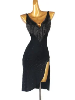 Latin Dance Dresses Black Women's Polyester Dress Sexy Latin Dancer Dancing Wear
