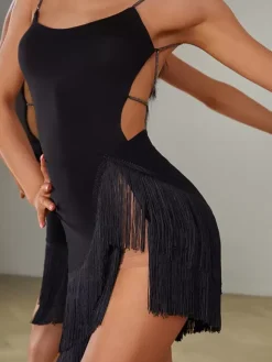 Latin Dance Dresses Black Women's Dress Sexy Polyester Skirt Dancing Costume