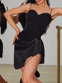 Latin Dance Dresses Black Women's Dress Sexy Polyester Skirt Dancing Costume