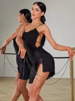Latin Dance Dresses Black Women's Dress Sexy Polyester Skirt Dancing Costume