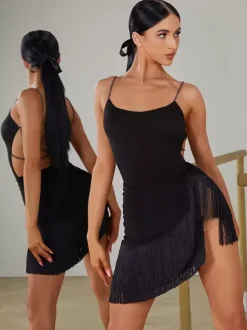Latin Dance Dresses Black Women's Dress Sexy Polyester Skirt Dancing Costume