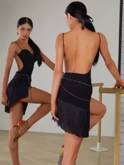 Latin Dance Dresses Black Women's Dress Sexy Polyester Skirt Dancing Costume