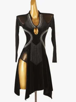 Latin Dance Dresses Dark Green Women's Elegant Lycra Spandex Dress Dancing Wear