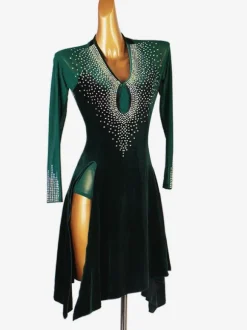 Latin Dance dresses Dark Green Women's Lycra Spandex Dress Latin Dancer dancing Wear