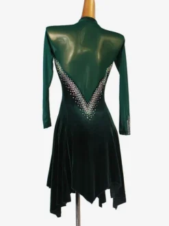 Latin Dance dresses Dark Green Women's Lycra Spandex Dress Latin Dancer dancing Wear