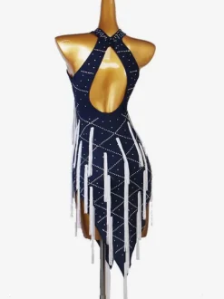 Latin Dance dresses Deep Blue Women's Lycra Spandex Dress Latin Dancer dancing Wear