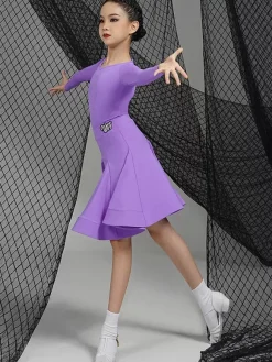 Latin Dance Dresses Green Girl's Polyester Dress Sexy Latin Dancer Dancing Costume