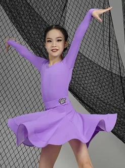 Latin Dance Dresses Green Girl's Polyester Dress Sexy Latin Dancer Dancing Costume