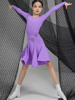 Latin Dance Dresses Green Girl's Polyester Dress Sexy Latin Dancer Dancing Costume