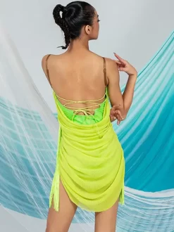 Latin Dance Dresses Green Women's Dress Sexy Polyester Dress Dancing Costume