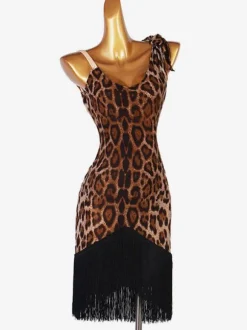 Latin Dance dresses Leopard Women's Lycra Spandex Dress Latin Dancer dancing Wear