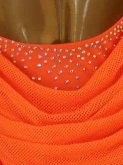 Latin Dance Dresses Orange Women's Sexy Lycra Spandex Dress Dancing Costume