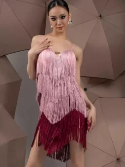 Latin Dance Dresses Pink Women's Polyester Dress Sexy Latin Dancer Dancing Wear
