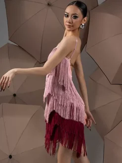 Latin Dance Dresses Pink Women's Polyester Dress Sexy Latin Dancer Dancing Wear