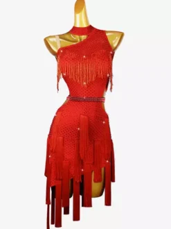 Latin Dance Dresses Royal Blue Women's Lycra Spandex Dress Backless Sexy Rhinestones Latin Dancer Dancing Wear