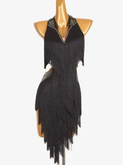 Latin Dance Dresses Royal Blue Women's Fringe Lycra Spandex Dress Dancing Costume
