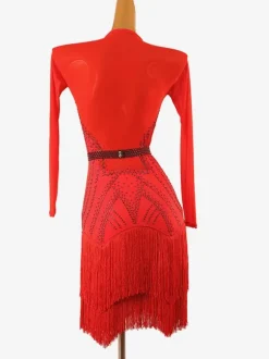 Latin Dance Dresses Ture Red Women's Elegant Lycra Spandex Dress Dancing Wear