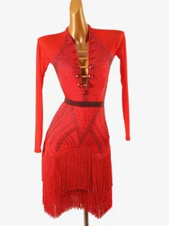 Latin Dance Dresses Ture Red Women's Elegant Lycra Spandex Dress Dancing Wear