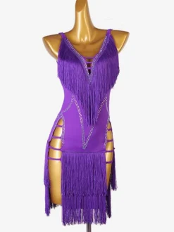Latin Dance Dresses Violet Women's Lycra Spandex Dress Dancing Costume