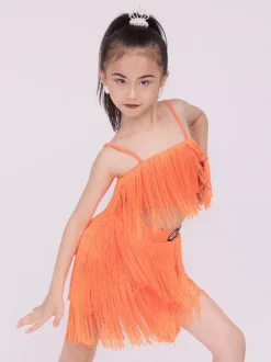 Latin Dance Dresses White Girl's Fringe Latin Dancing Wear Costumes