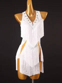 Latin Dance Dresses White Women's Lycra Spandex Dress Latin Dancer Dancing Wear