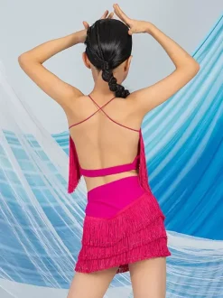 Latin Dance Dresses White Women's Dress Sexy Polyester Top Skirt Dancing Wear