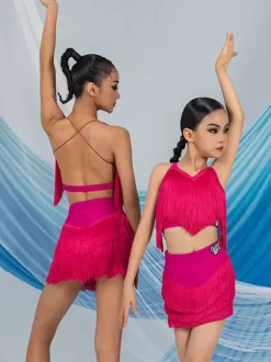 Latin Dance Dresses White Women's Dress Sexy Polyester Top Skirt Dancing Wear