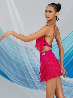 Latin Dance Dresses White Women's Dress Sexy Polyester Top Skirt Dancing Wear