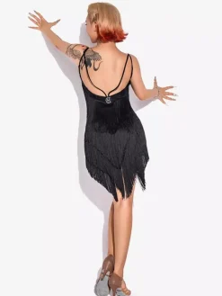 Latin Dance Dress Fringe Women's Polyester Dress Spaghetti Dancer Dancing Costume