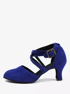 Latin Dance Shoes Blue Round Toe Ballroom Dance Shoes