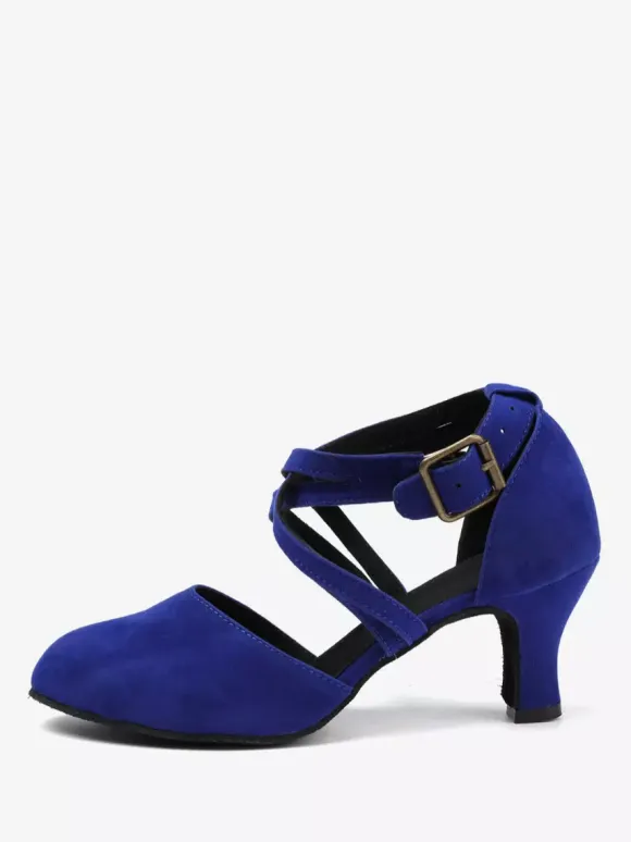 Latin Dance Shoes Blue Round Toe Ballroom Dance Shoes